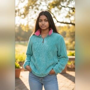 SIMPLY SOUTHERN | MOCK NECK QUARTER ZIP SHERPA\FAUX FUR PULLOVER